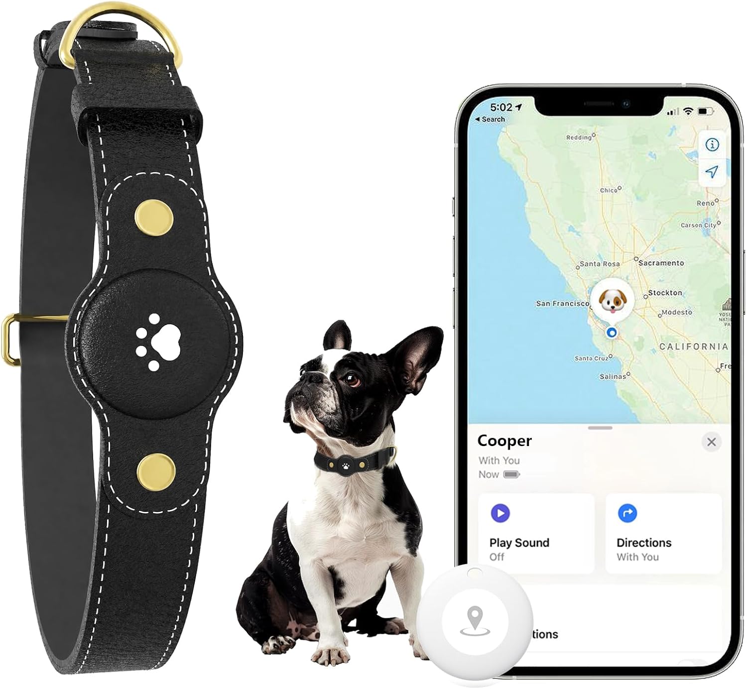GPS Tracker for Dogs, Smart Dog Collar and Pet Tracker with Real-Time Location, No Monthly Fee, Unlimited Range (iOS and Android), Fits Small to Large Dogs, Locator Included