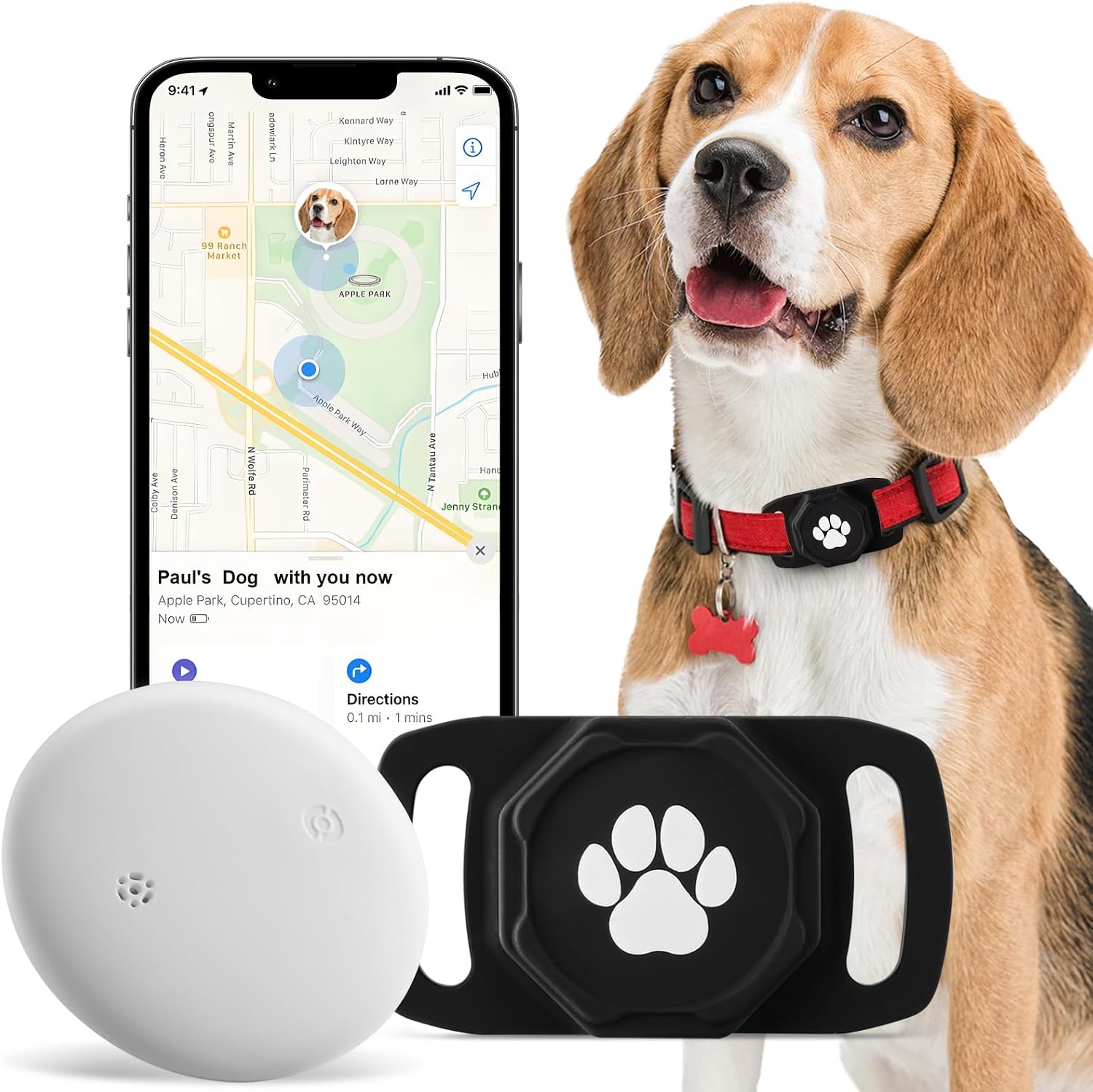 Smart Pet Tracker for collar, dog location tracker with holder